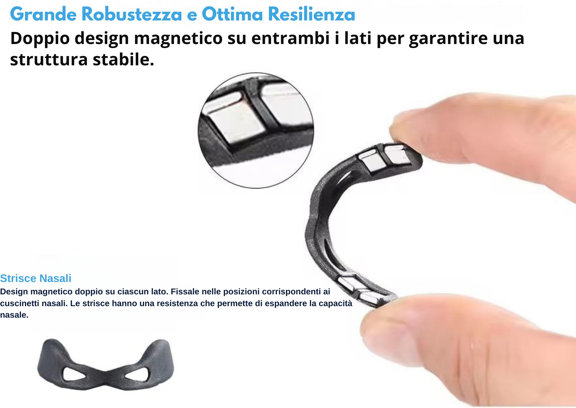 60 Cerotti Nasali Magnetici Antirussamento, Dilatatori Naso con Clip Magnetica per Respirazione Notturna, Sollievo da Russamento e Congestione, Sport
