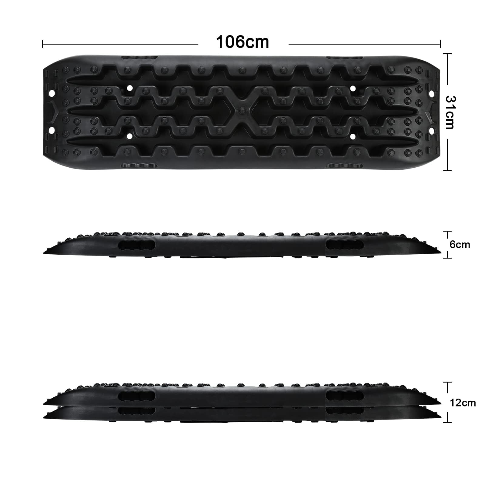 Lot de 2 plaques de sable tout-terrain - Tapis de Récupération et Accessoire Camping Car Essentiel | Aide au Démarrage sur Boue/Neige pour et SUV, Charge 10T avec Sac de Rangement et Outil