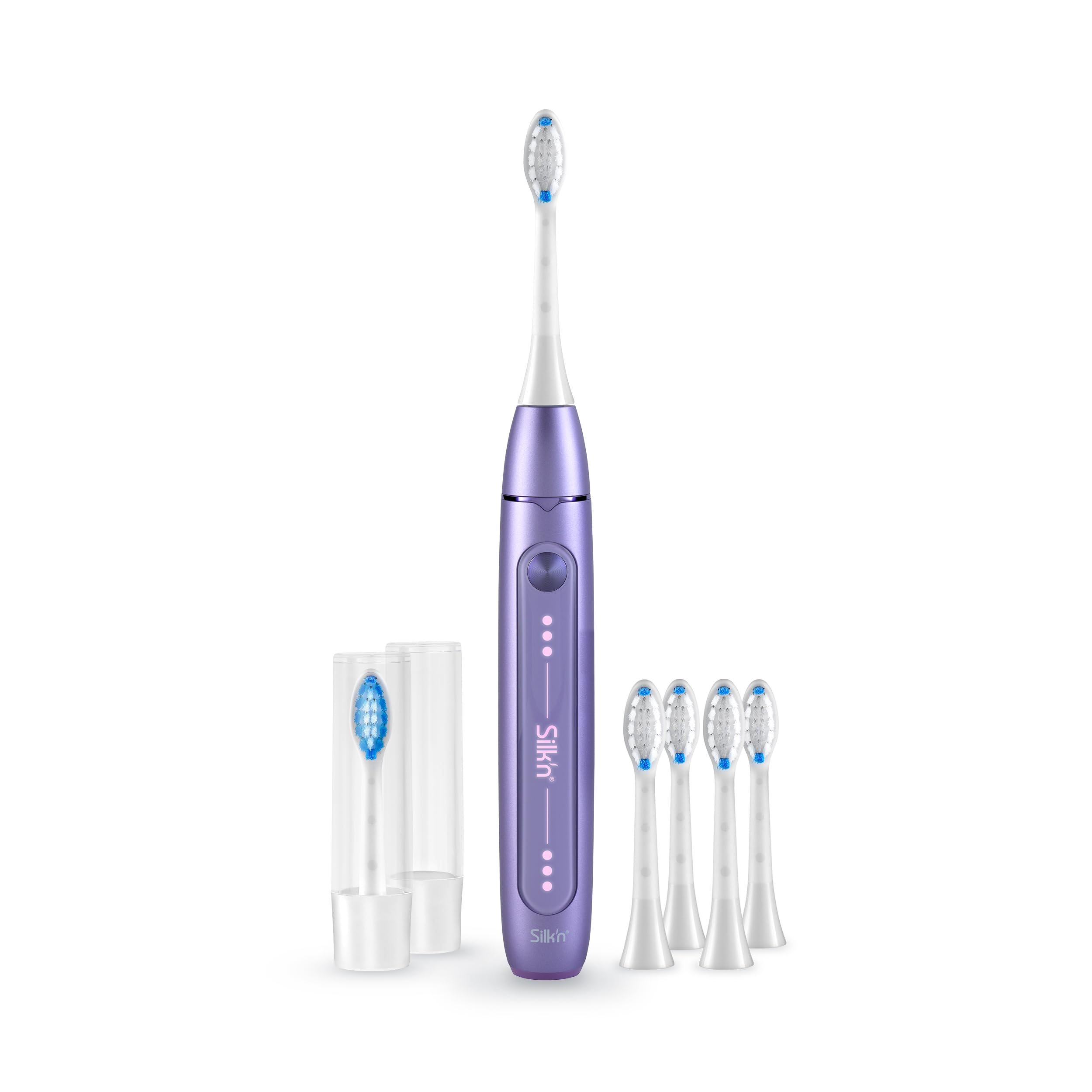 Silk'n Set de cepillo de dientes eléctrico con set de repuesto - SonicYou and Refill Set - con paquete de 4 cabezales blancos - Idea de regalo - Lila