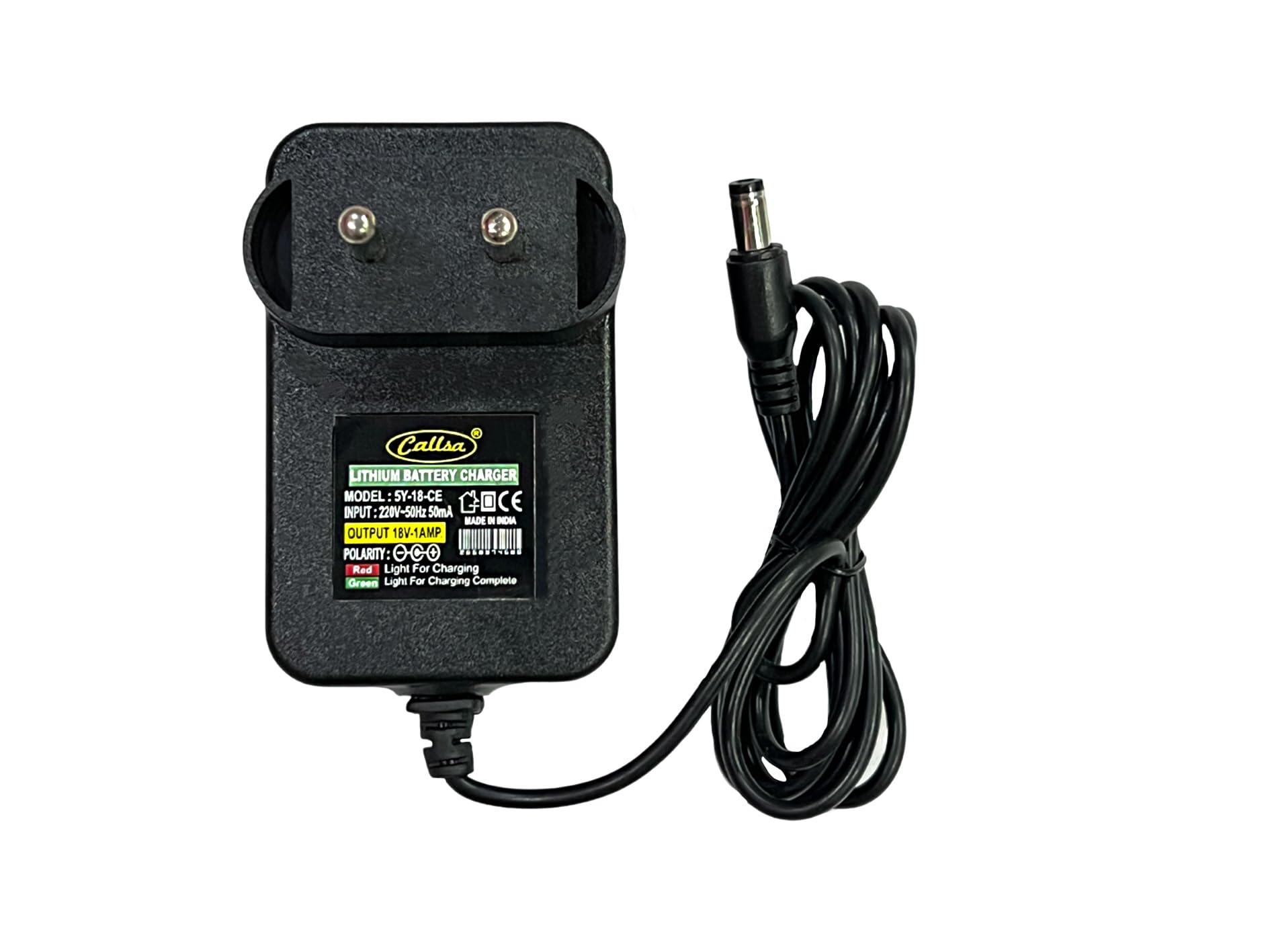 18V 1A Lithium Battery Charger, It Support Only Lithium Battery Charger (AC Input 240V 50Hz Dc Output 18 Volt 1 Amp) Black.