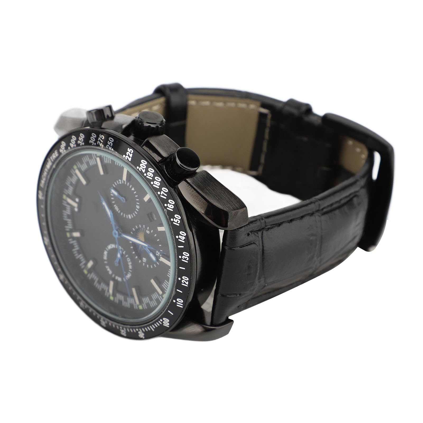 TOPINCN Reloj Mecánico Automático para Hombre, Cronógrafo de Lujo, Fase Lunar, Cuerda Automática para Negocios, Correa de Cuero PU de Acero Inoxidable, 45mm