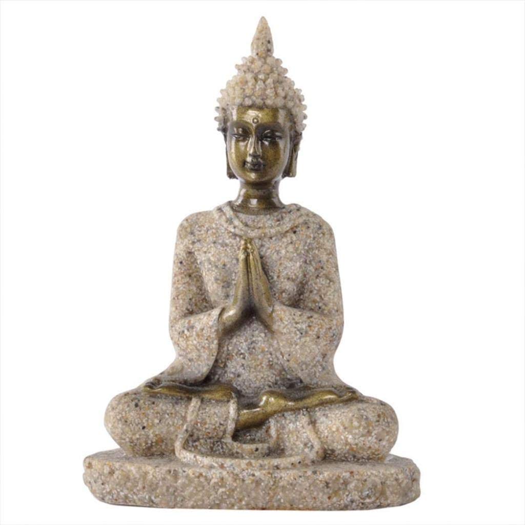 MIQXUAN Adornos de Feng Shui, Estatua de Buda, Escultura de Piedra Arenisca Tallada a Mano, artesanías, Estatua de Buda de meditación, decoración, Natural