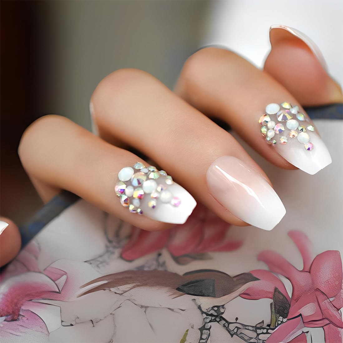 1 pudełko z koralikami do paznokci, koraliki do zdobienia paznokci, kryształowe kryształy górskie do zdobienia paznokci, półkole Rhinestone, do dekoracji biżuterii DIY, zdobienia paznokci, zdobienia
