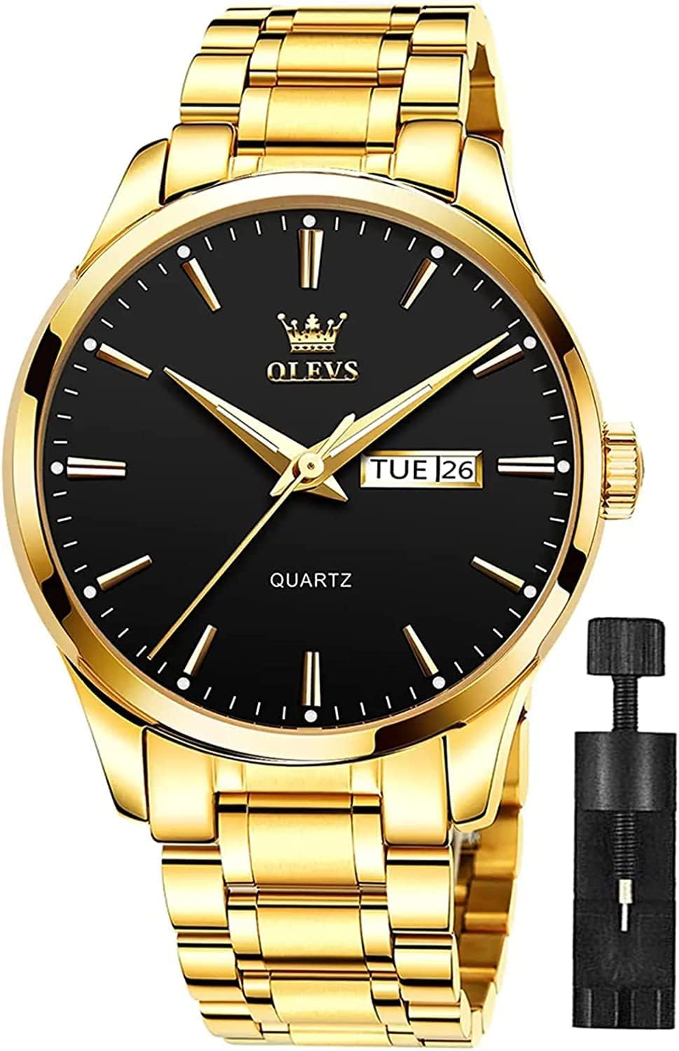 OLEVS Herrenuhren Skelettuhr Quarz Rennwagenrad Edelstahl Casual Sports Wasserdicht Leuchtend Herrenarmbanduhren