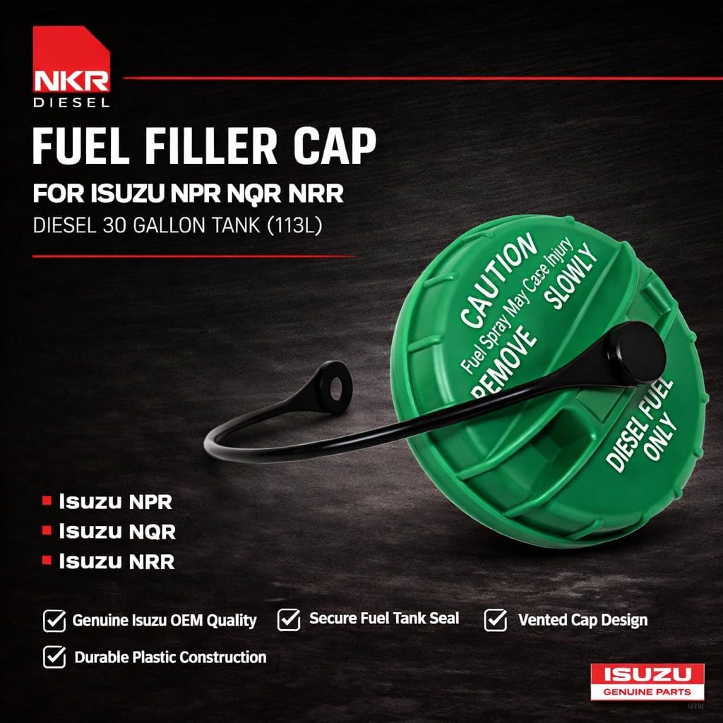 Fuel Filler Cap | 30 Gal / 113 L Diesel Fuel Tank Cap | for Isuzu NPR, NQR, NRR | Non-Locking Diesel Fuel Cap