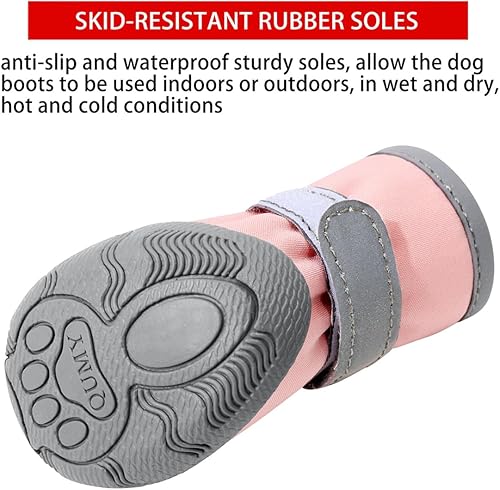 Miniatura 9 de QUMY - Botas para perros pequeños y cachorros, impermeables, para la nieve del invierno, con franja reflectante, suaves y cómodas, con suela de goma