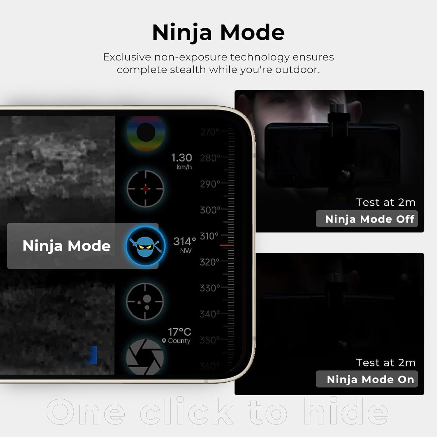 Smartphone screen showing Ninja Mode on and off