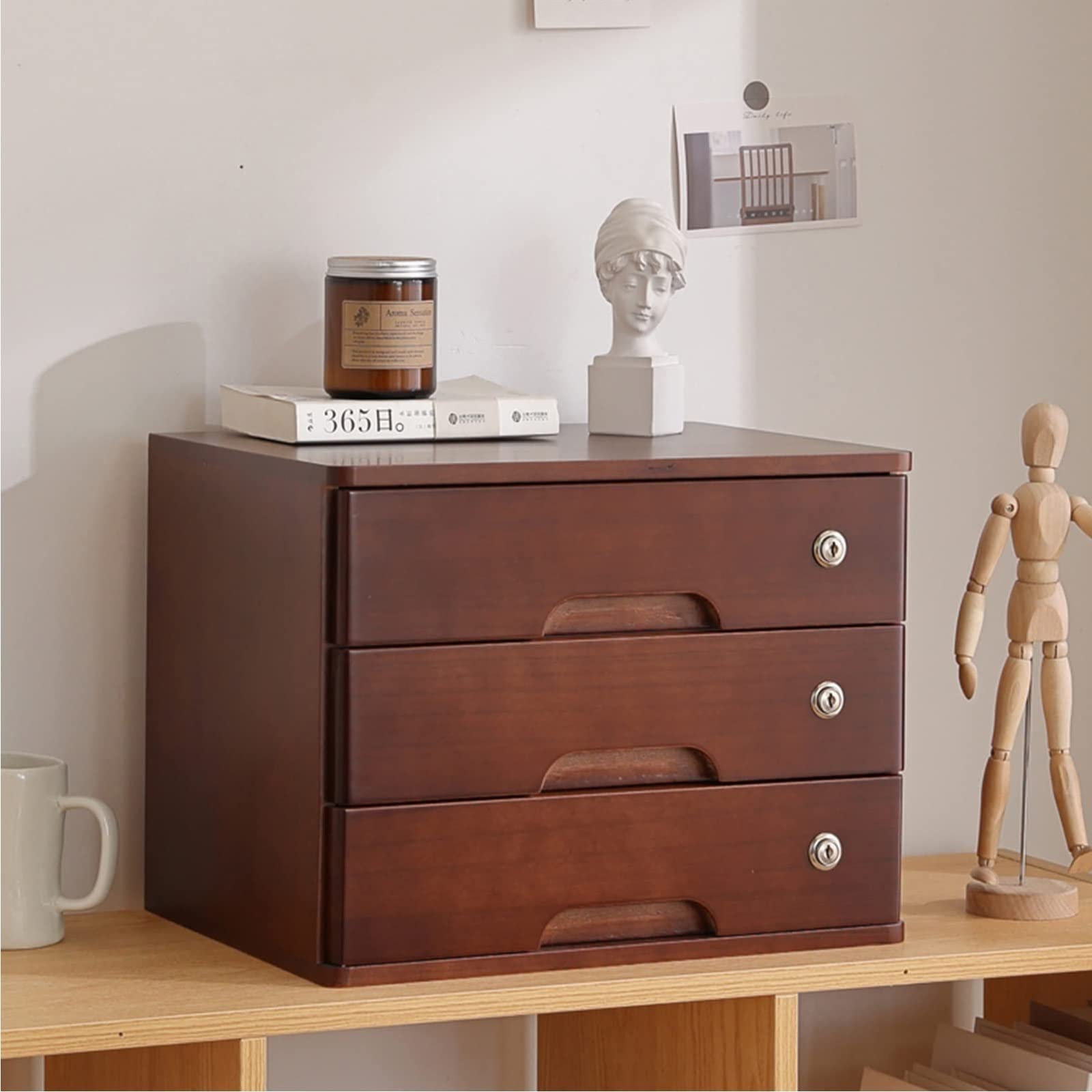 Organizer da scrivania in legno massello con scomparti multipli, scatola portaoggetti da scrivania per forniture per ufficio e ordinamento e-mail (colore: marrone)