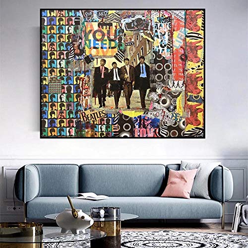 XuFan British Rock Band Beatles Abstrait Graffiti Mur Art Toile Peinture Moderne Affiche et Imprime des Images dans Le salon décor à la Maison 50x70cm sans Cadre - Les Beatles, Paul McCartney, John Lennon, RIngo Starr, George Harrison XuFan British Rock Band Beatles Abstrait Graffiti Mur Art Toile Peinture Moderne Affiche et Imprime des Images dans Le salon décor à la Maison 50x70cm sans Cadre