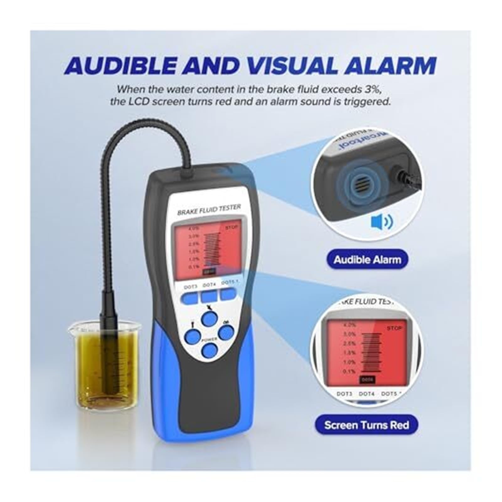 Tester del liquido dei freni con display a LED, dispositivo portatile for il controllo della qualità e dell'olio motore