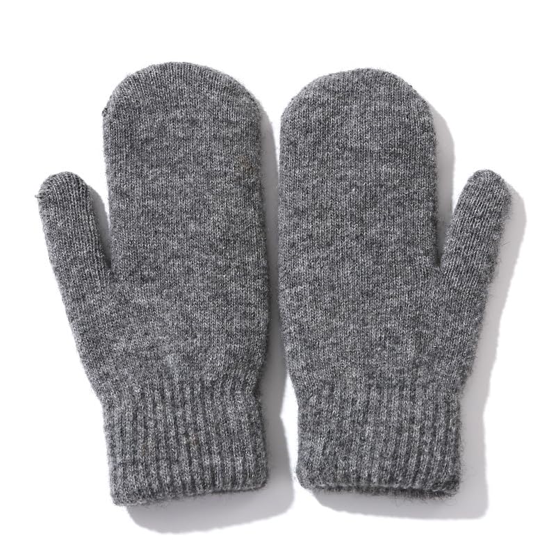 Mens Winter Soft Warm Large Knit Mittens - Outdoor Warmly Stretchy Knit Gloves for Cold Weather