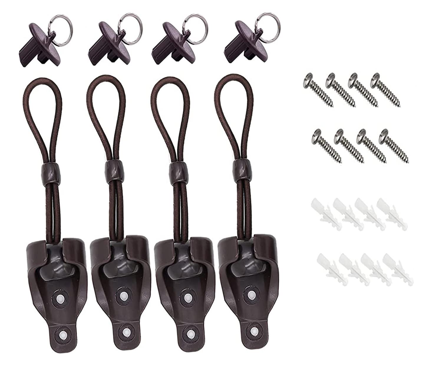 New Universal Replacement Installation Accessories for Indoor/Outdoor Outdoor sunshades (Brown, Bungee Kit-2 Sets)