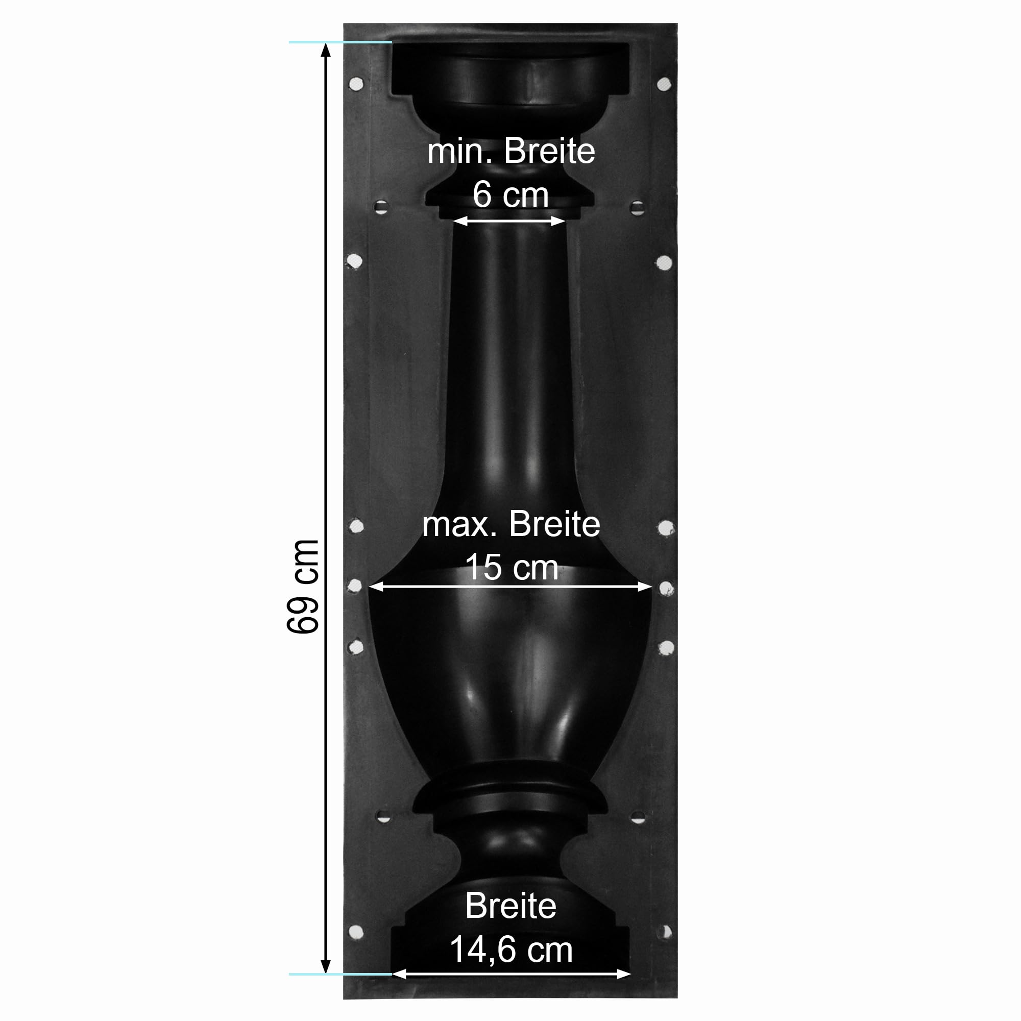 @tec Schalungsform für Klinkersteine, Gießform, Plastikformen für Beton, Pflastersteine, Säule/Balustrade 2-teilig - 83 x 14 x 7,5 + Baluster Abdeckplatte 99x20x6cm (69,9 x 20 x 9,5 cm)
