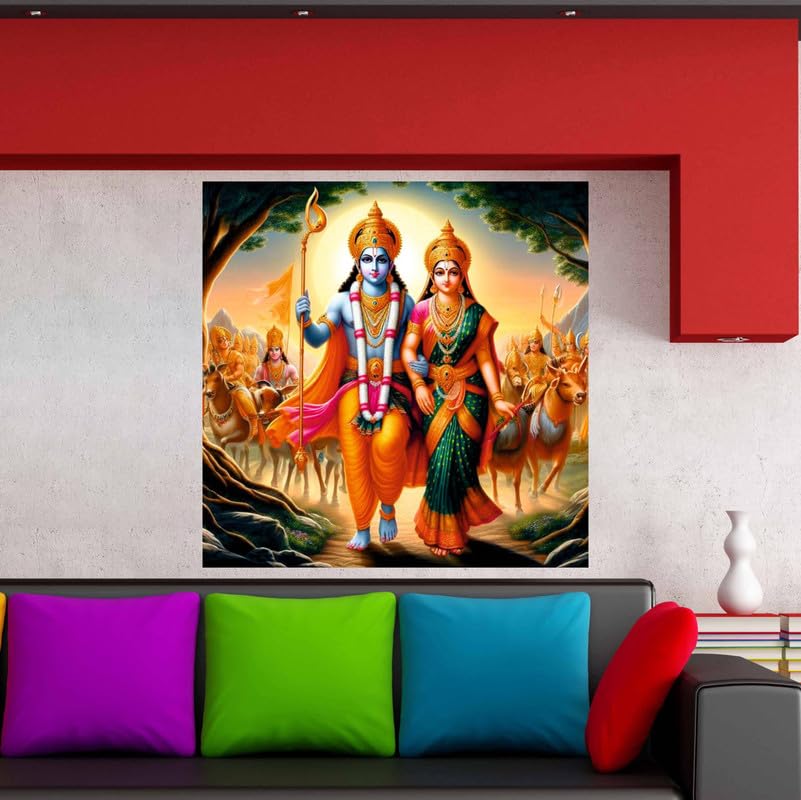 Image of British Terminal Cute little Bal Gopal Baby God Krishna| Kanha Ji | Laddu Lord Makhan Chor Painting Religious Poster for Pregnant Women for wall (matt thin vinyl,sticker,multicolor,unframed)| bj374