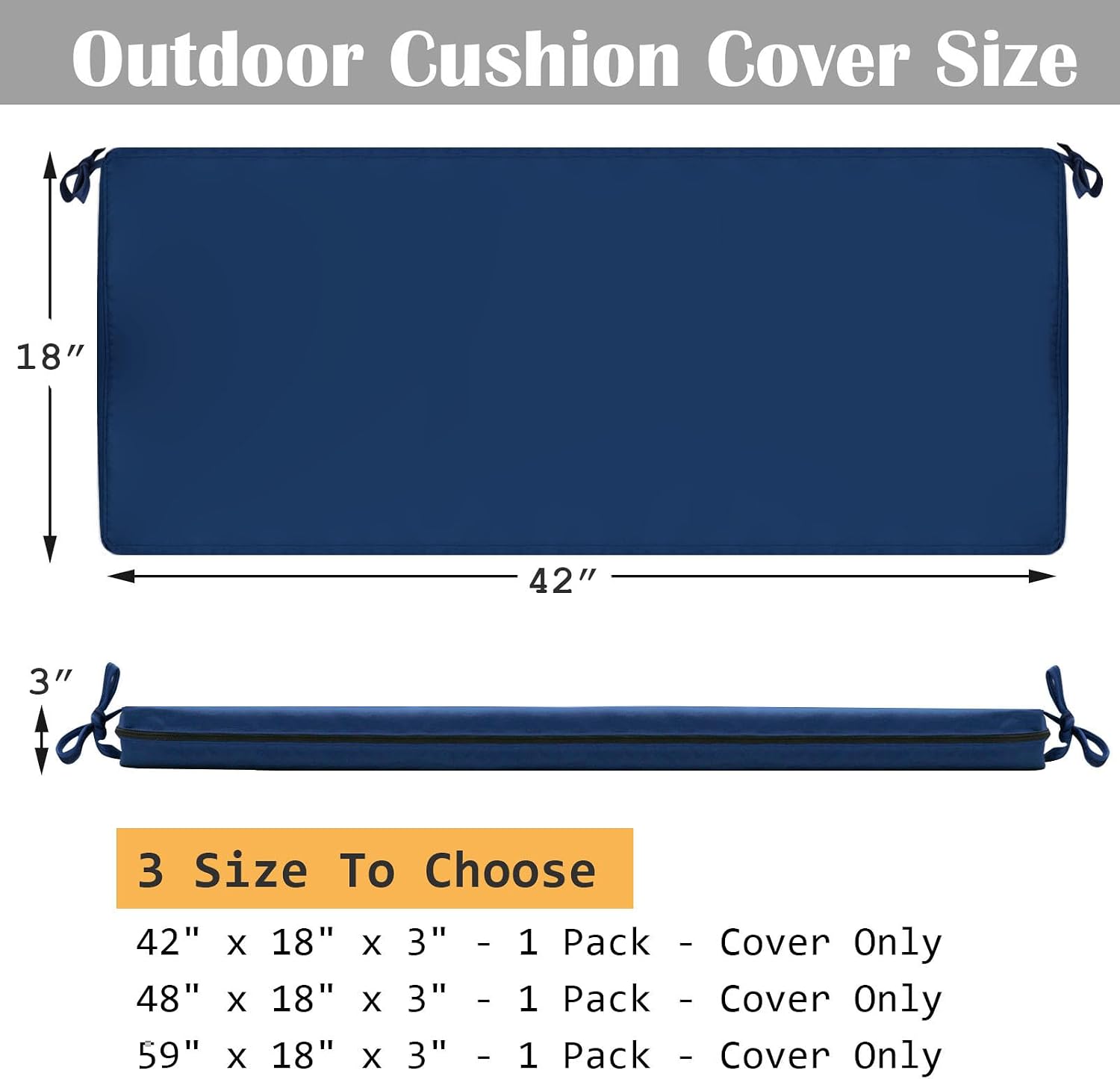 Condition photo showing Good Condition for sk studio outdoor bench cushion cover 42 x 18 x 3 inch, waterproof uv protection patio covers replacement with zipper for swing loveseat furniture, 1 pack, cover only, navy blue navy blue 42" x 18" (pack of 1)