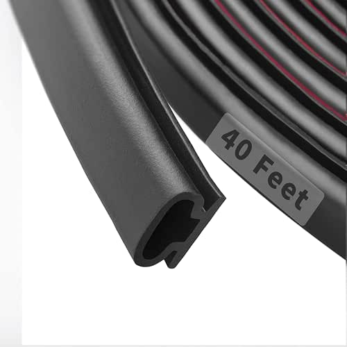 40 Feet Rubber Weather Stripping Door Seal Strip, Self-Adhesive Backing