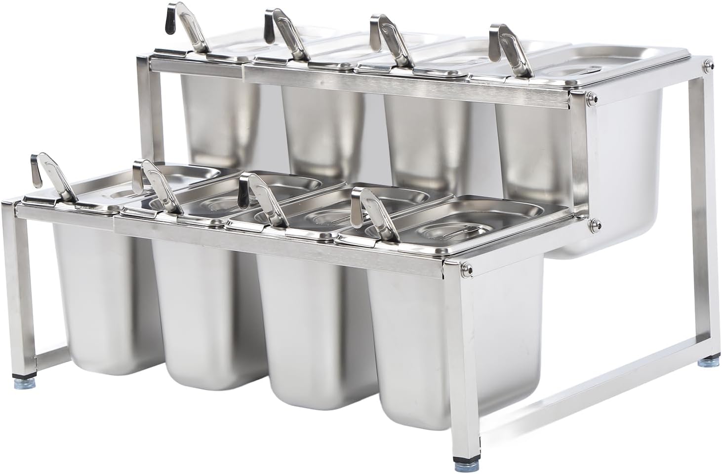Jam Basin Stand with Retractable Rack, Safe Materials and Mirror Process Safe Rounded Edges for Buffets, Restaurants, Coffee Shops, Homes (1.6L Basin 8pcs)