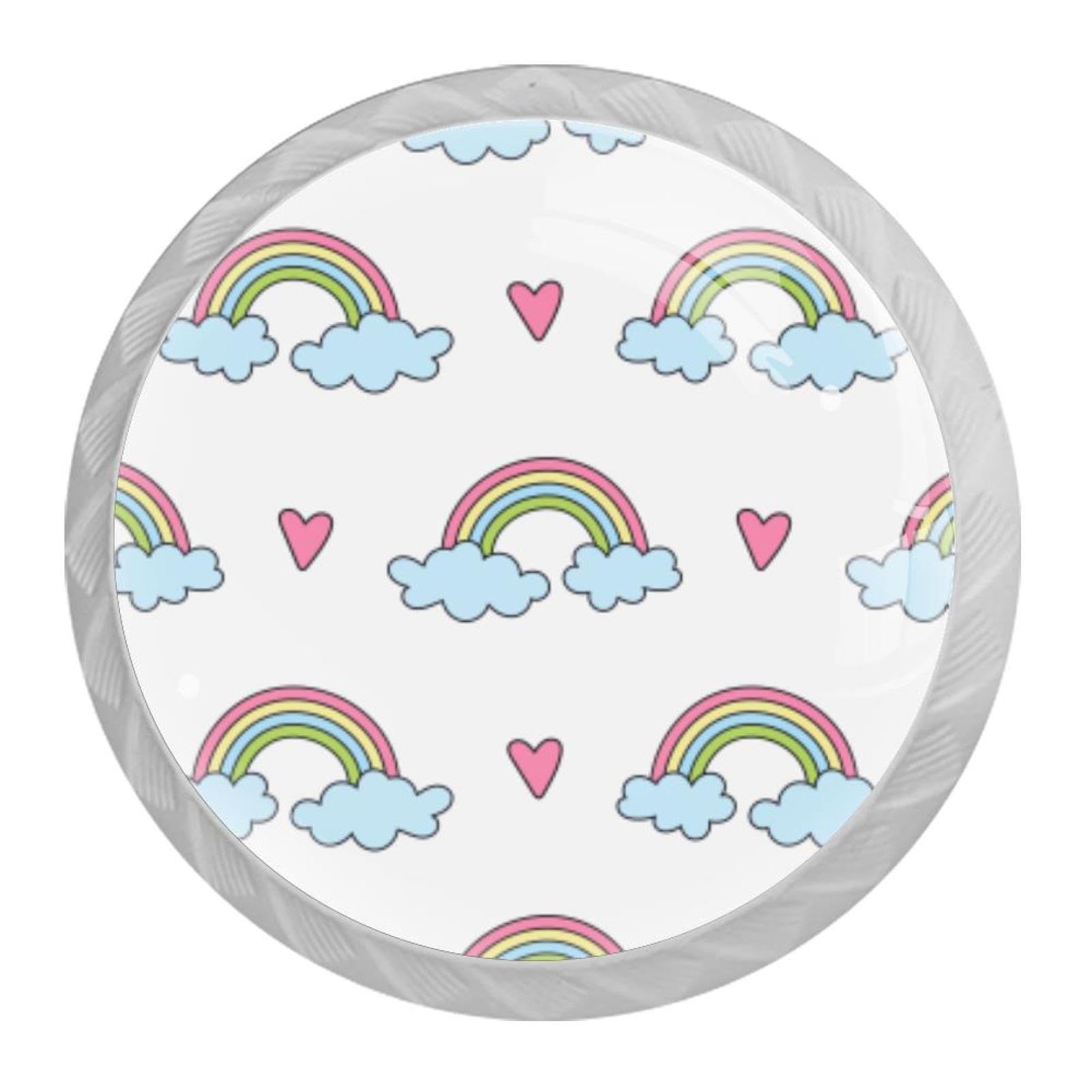 Tqmspg 4 Pieces Drawer Pulls Rainbow Patterns Door Knobs Dresser Handles for Kitchen Wardrobe Cupboard Hardware Furniture