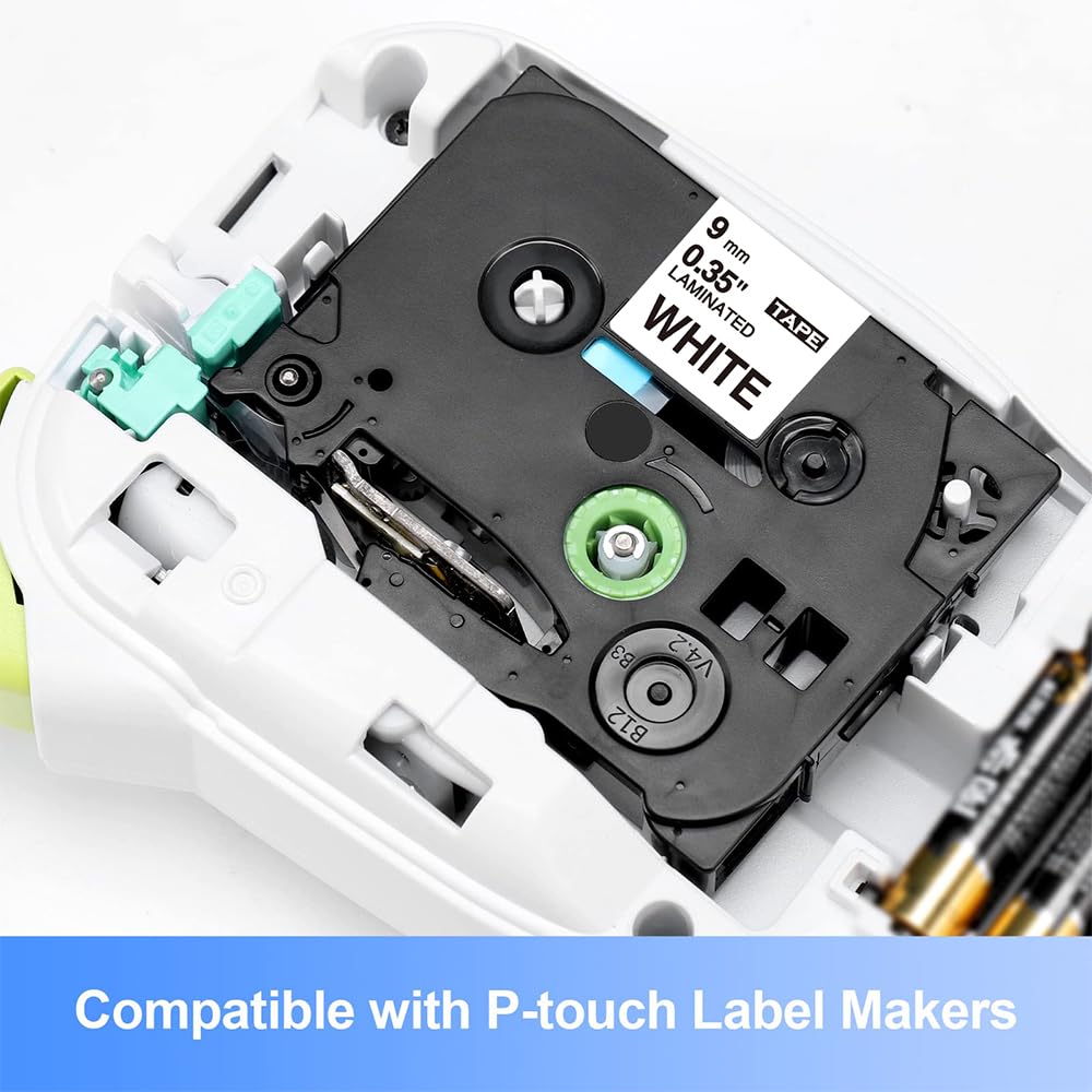 Replacement for Brother TZe-221 TZe221 P Touch Label Tape 9mm TZe TZ Tape 9mm 0.35'' Laminated White for PT-H110 PT-E110 PT-H100R PT-H108 PT-H101C PT-H200 PT-1000 Label Makers - Image 4