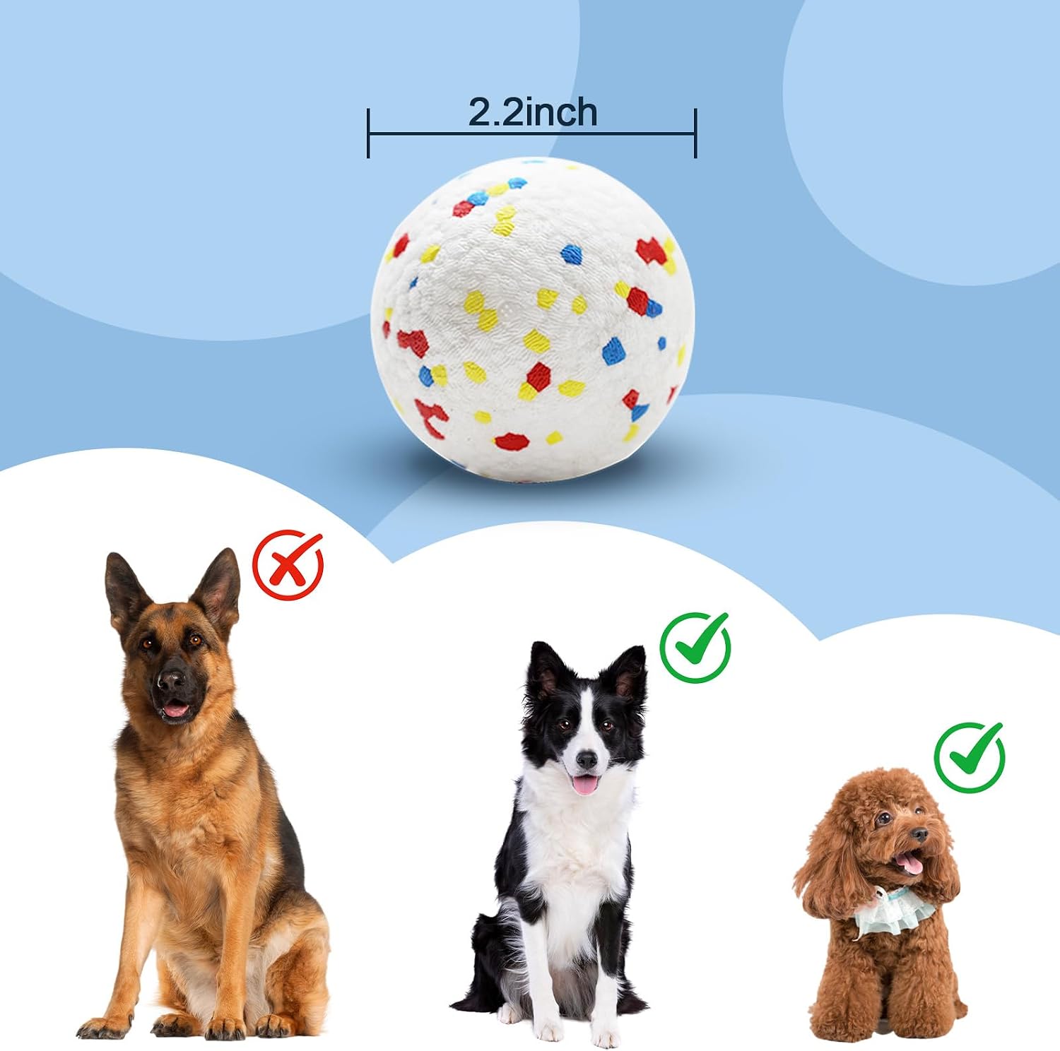 6 Pack Dog Balls, Specially Designed for Dogs that Like to chew, 2.2inch Stain-Resistant/Easy-Clean White Balls, Perfect for 2.2 Inch Automatic Dog Ball Launcher (ETPU Material)