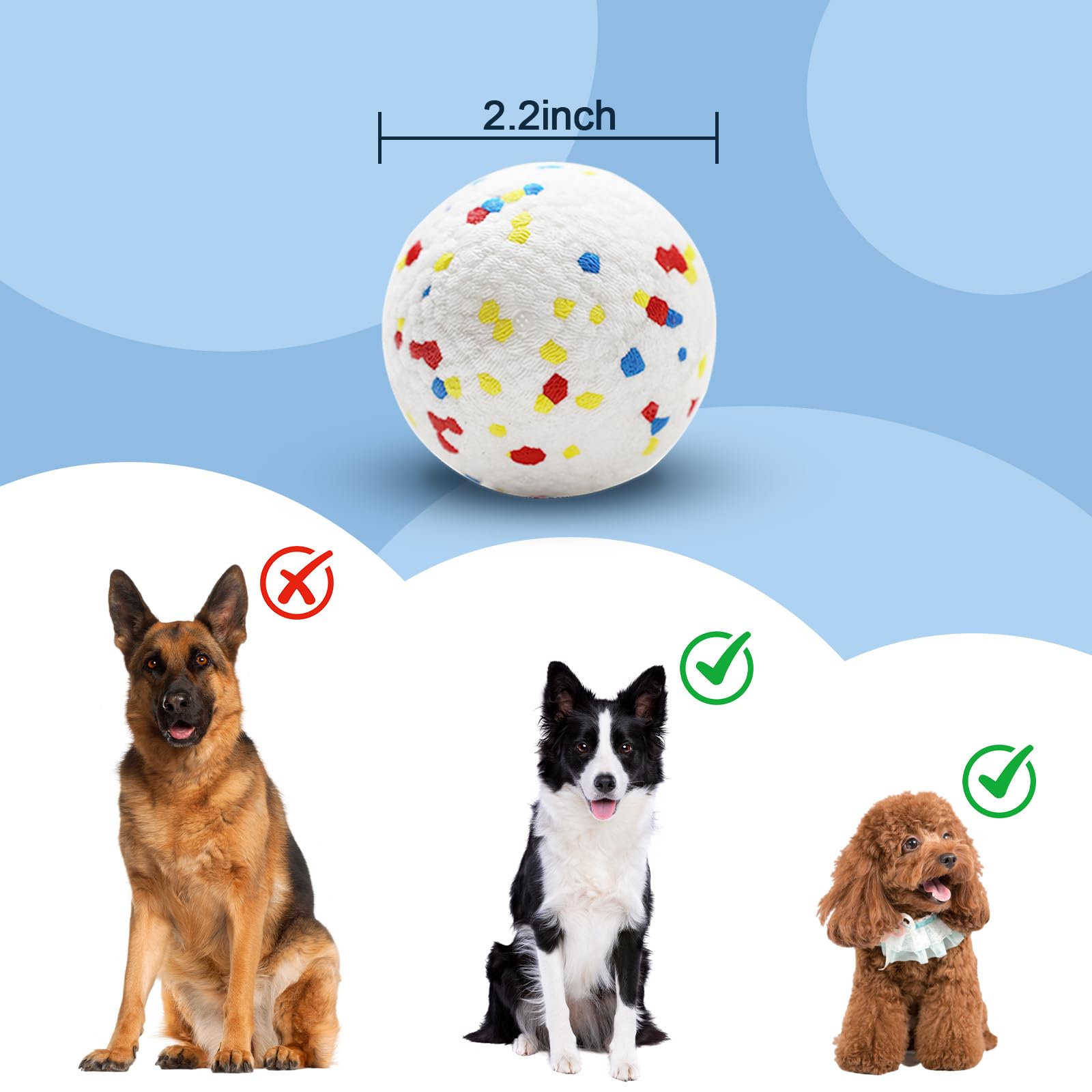 Lot de 6 balles pour chien, spécialement conçues pour les chiens qui aiment mâcher, balles blanches de 5,6 cm, résistantes aux taches/faciles à nettoyer, parfaites pour lanceur de balles