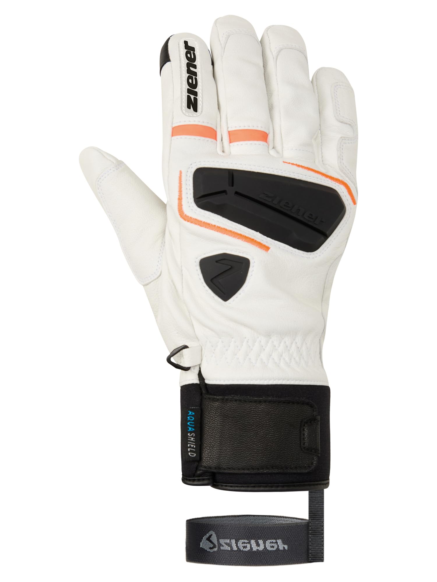 Ziener Guanti da sci GALF-Z da uomo/sport invernali | Primaloft, pelle, touch, bianco, 9,5