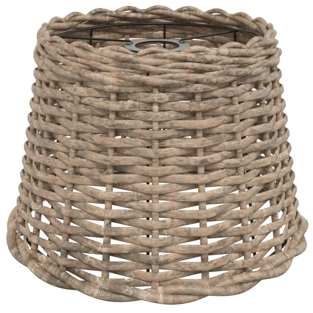 Vidaxl Brown Handcrafted Natural Wicker Ceiling Lamp Shade Ø30x20 Cm In - Pendant Light With Robust Iron Holder Extra Large