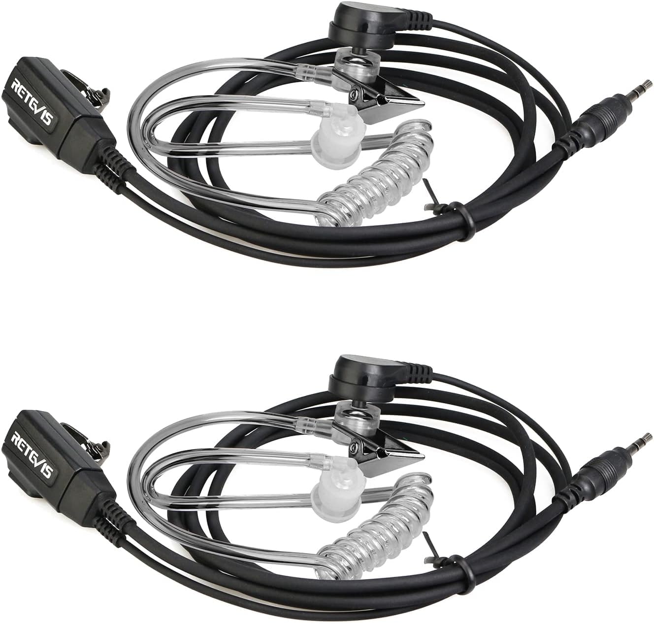 Retevis Walkie Talkie Auricolare 1 Pin 2.5mm, Radio Auricolare con Microfono, Walkie Talkie Cuffie, Auricolari PTT con Tubo Acustico Compatibile RB648 RT649 RT649B RT649P (2pcs)