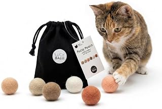 LucyBalu® Peach Fuzz Cat Toy 6 Wool Felt Balls