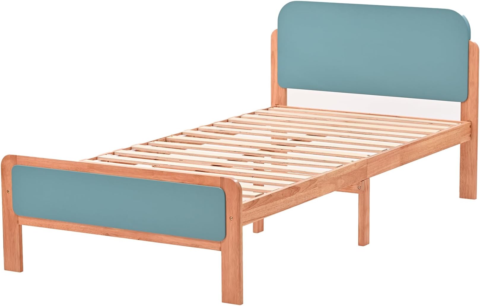 Hanway Twin Size Rustic Style Platform Bed w/Headboard & Footboard Solid Wood Panel Bed Mattress Foundation for Kids