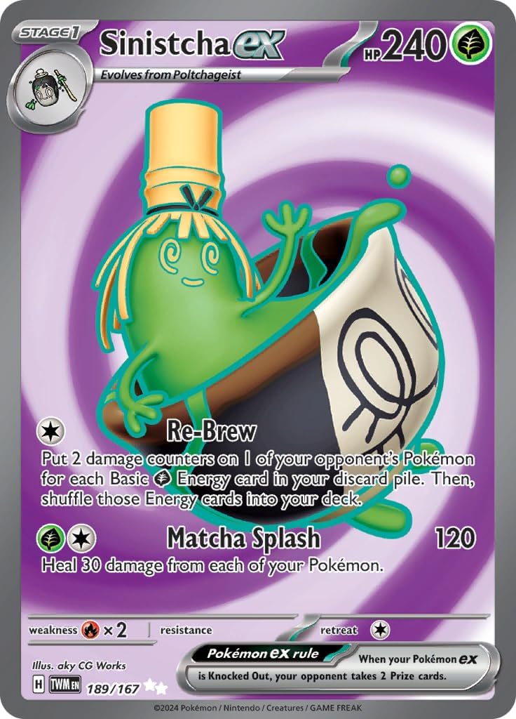 Pokemon – Sinistcha ex 189/167 – Twilight Masquerade – Full Art Pokemon Card – Secret Rare