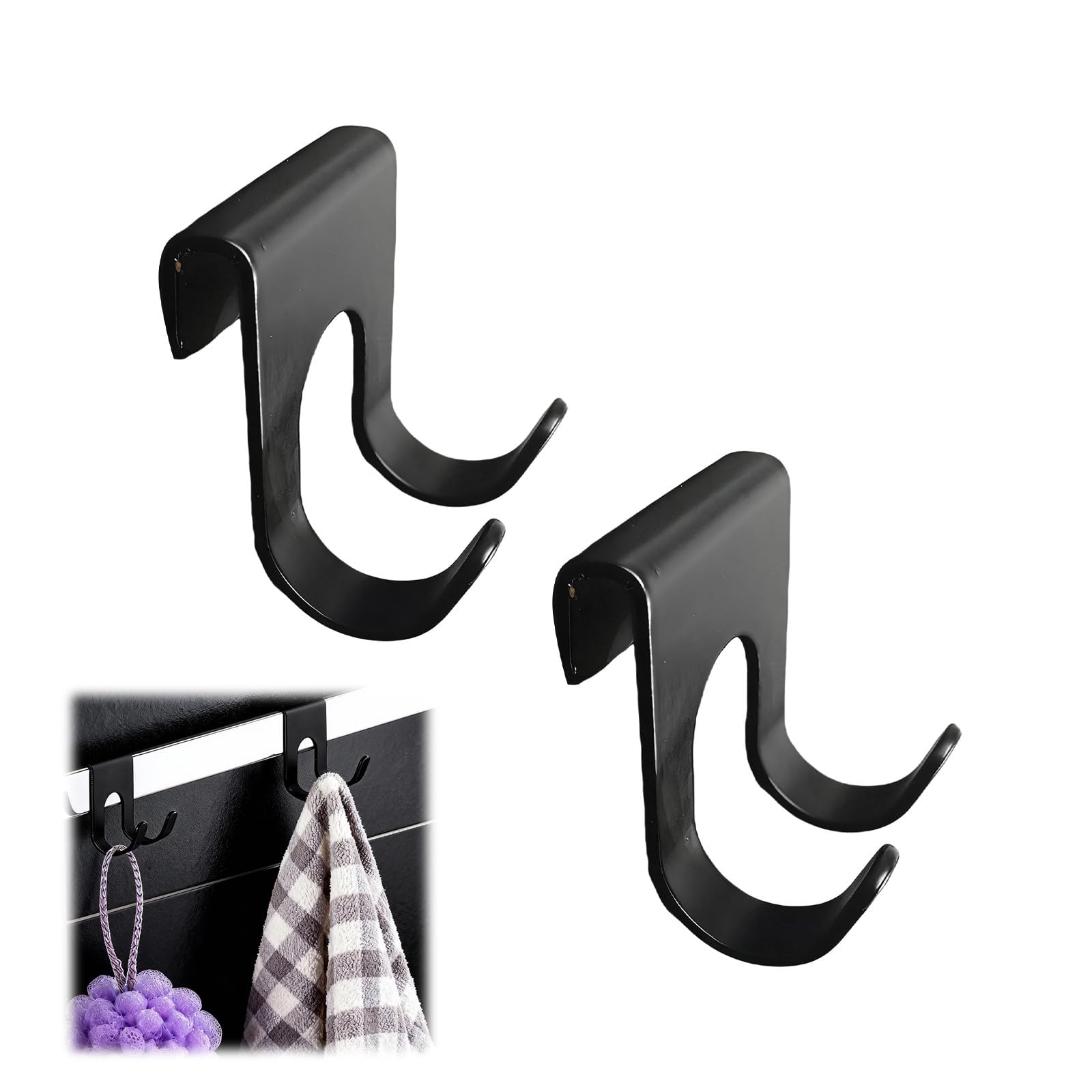 PetPhindU Shower Caddy Hooks with Double Hook Holder Metal Hanging Shelf Basket Rack Inside Bathroom Wall Hard Shelves