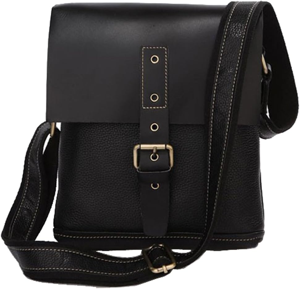 SAIERLONG Men's Messenger Bags Shoulder Handbags Black Cow Leather