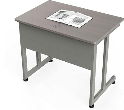 Linea Italia Small Easy to Assemble Metal Computer Desk with Wood Top | Laptop Table for Home or Office, 36" x 24", Ash
