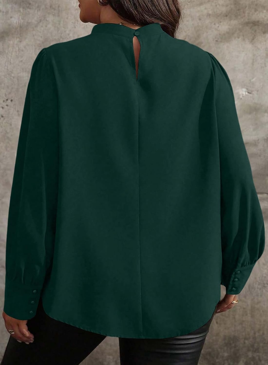 Eytino Plus Size Tops for Women Dressy Long Sleeve Mock Neck Pleated Front Casual Fall Business Work Shirt Blouses(1X-5X)