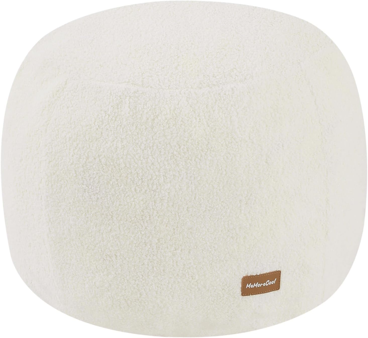 MeMoreCool Stuffed Round Pouf Ottoman Foot Rest, Floor Pouf Foot Stool with Soft Foam Chunk Filling, Small Round Ottoman Footstool Circle Footrest for Living Room, Beige