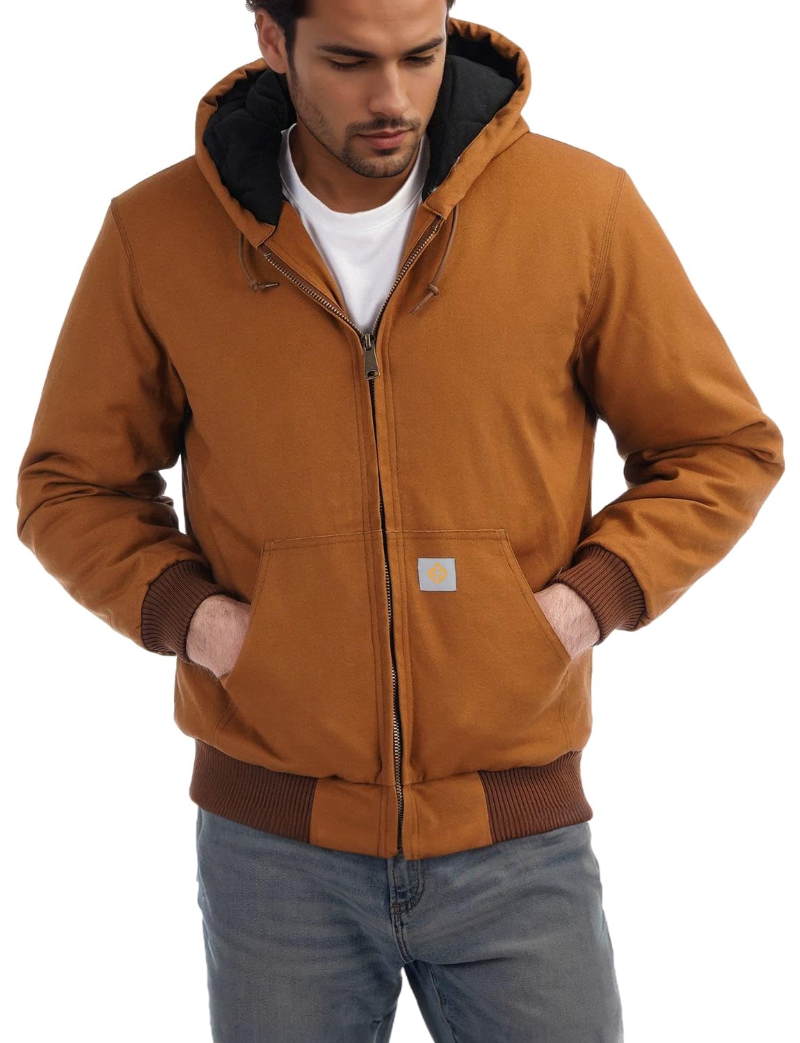 TUAOVA Men's Loose Fit Quilted Flannel Lined Workwear Jacket