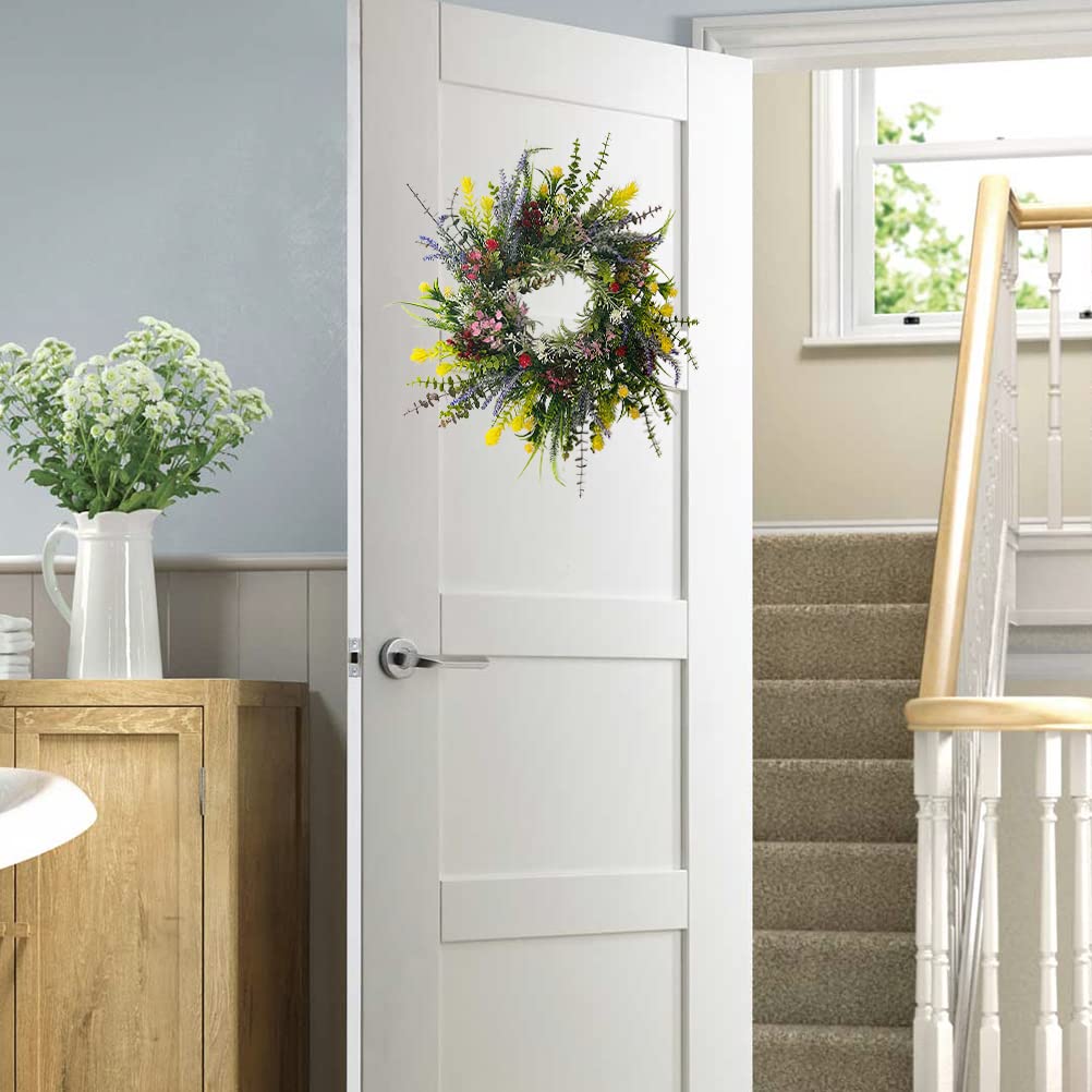 Künstlicher Türkranz, Frühlingskranz Künstlicher Blumenkranz Dekorativer Wandkranz Hängende Dekoration Frühling Sommer Hochzeitsfeier Festival 40cm