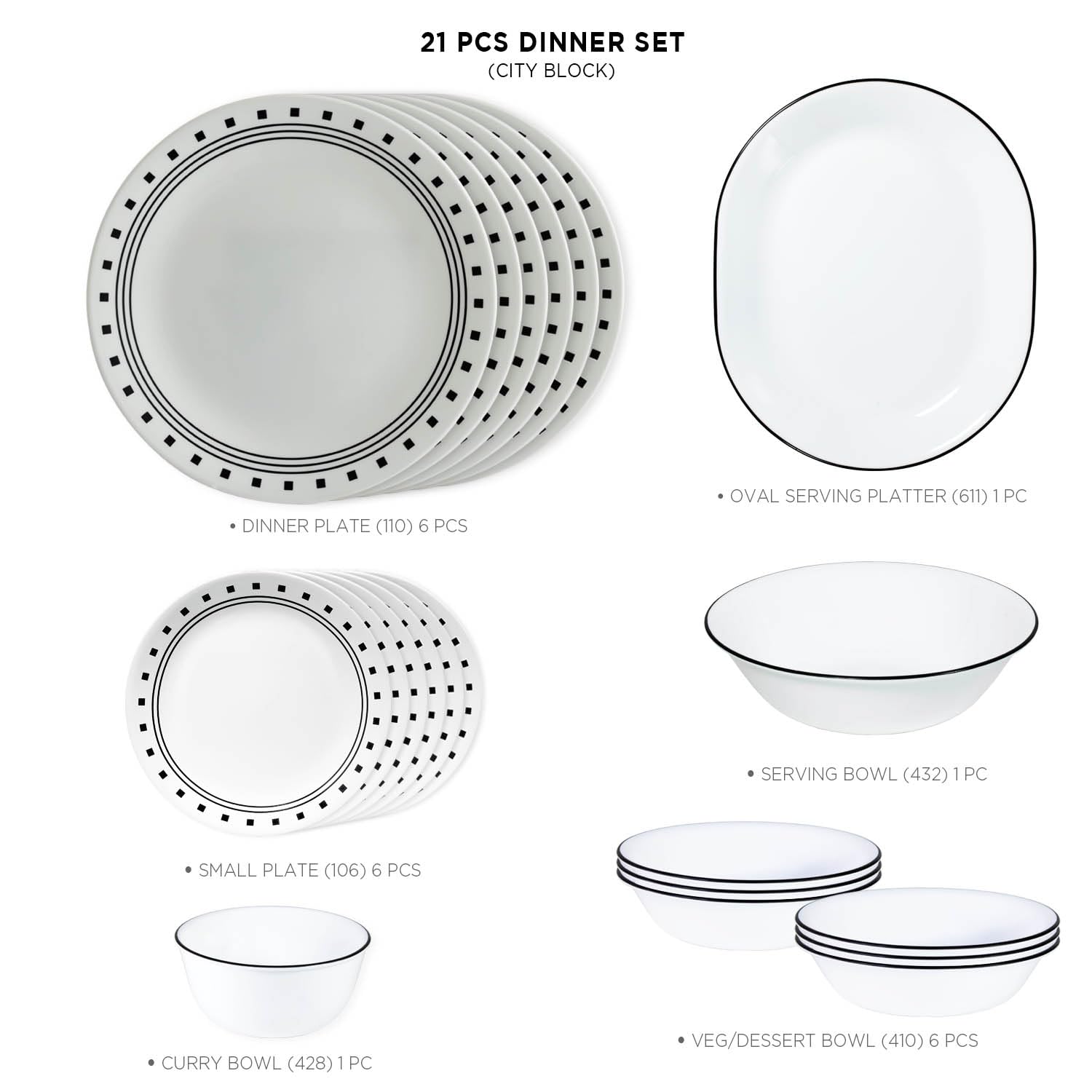 Corelle City Block Dinner Set - 21 Piece -3
