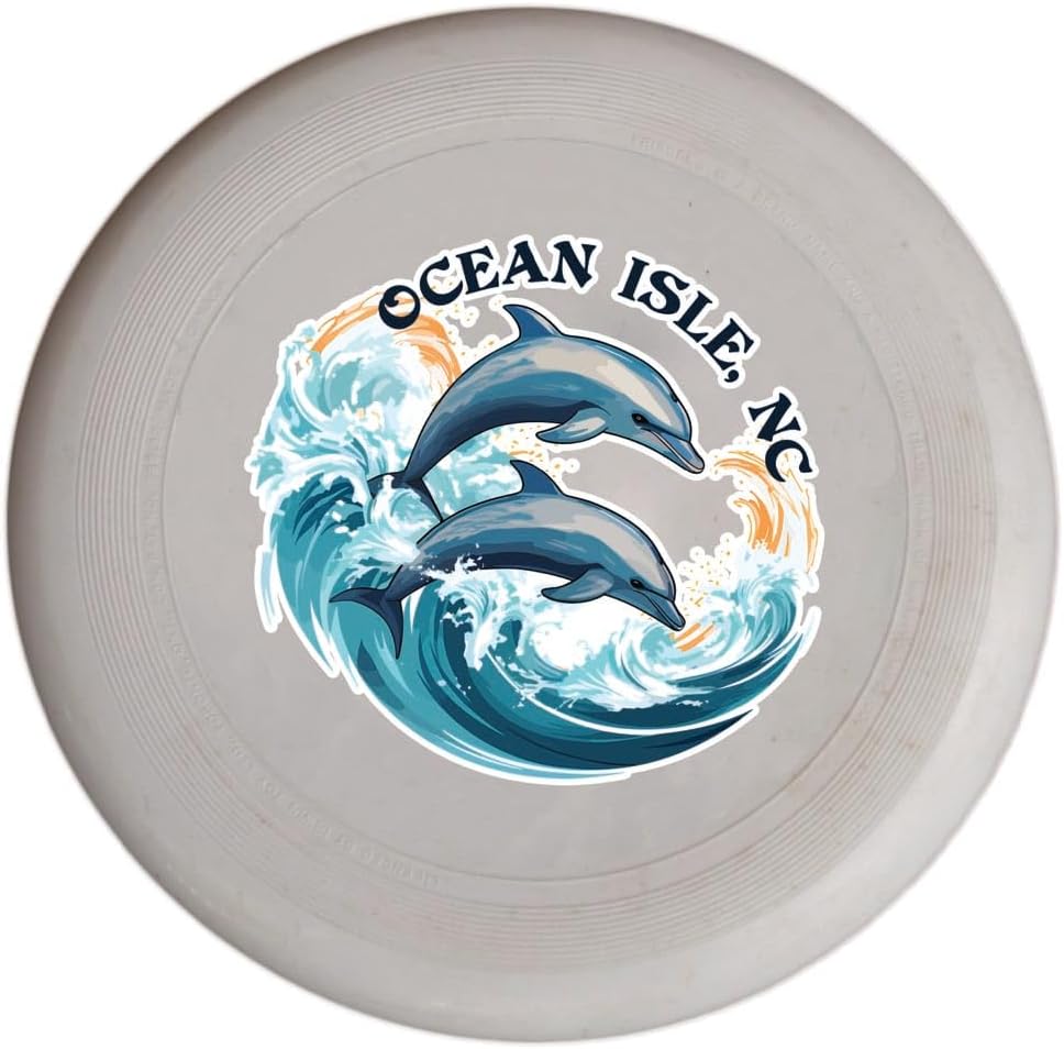 Ocean Isle North Carolina Dolphin Waves Design Souvenir Flying Disc 4-Pack