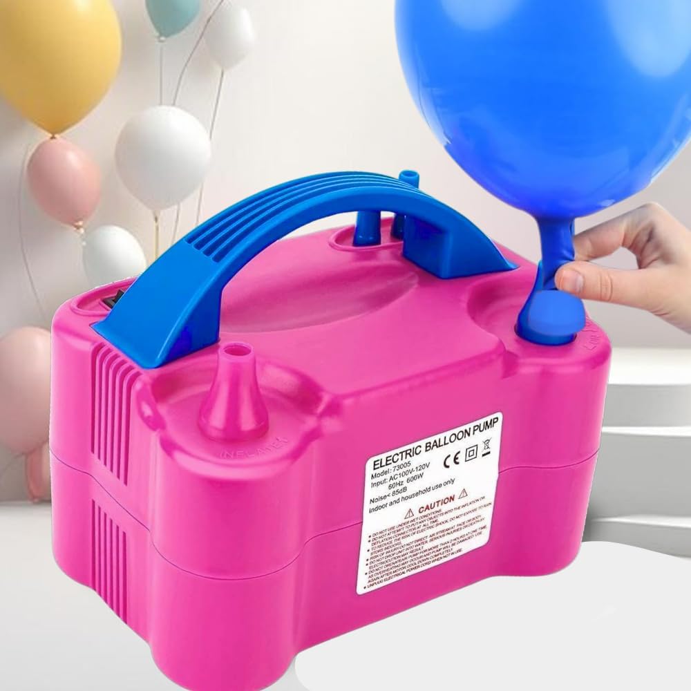 220V 600W Dual Nozzle Electric Air Balloon Pump|Portable Electric Balloon Blower Machine|Balloon Air Pump Balloon Inflator for Party Decoration,Sport,Gifts|2 Balloon Tying Tools|Made In India