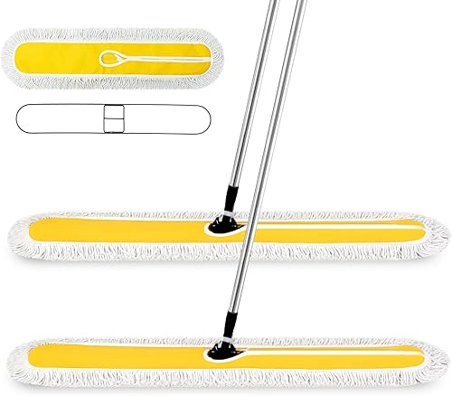 Suclain Paquete de 2 trapeadores de polvo comerciales de 43 pulgadas y 36 pulgadas, barredora ajustable, trapeador industrial, escoba con mango