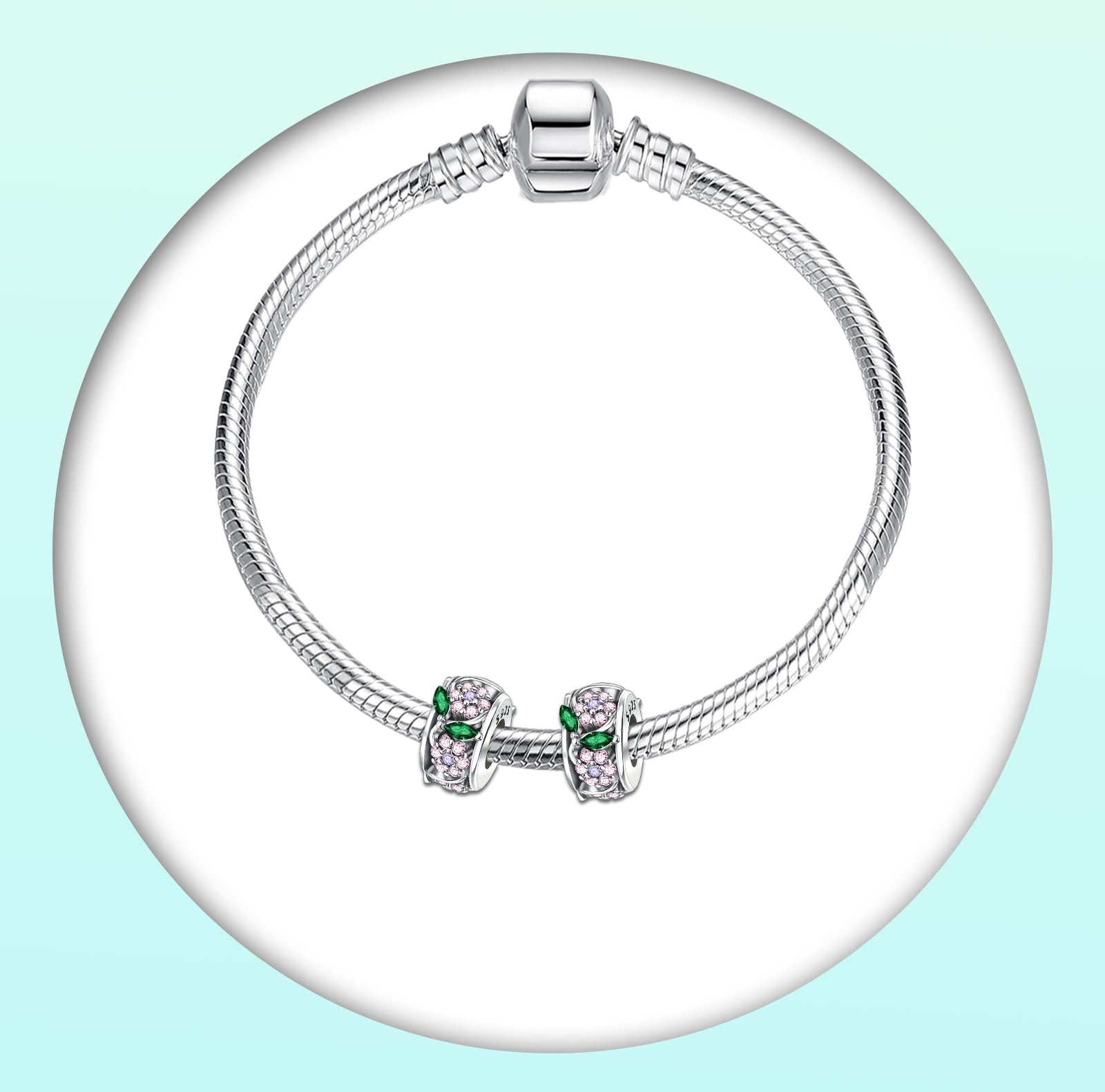 Annmors 925 Sterling Silver Clips Distanziatore Catena di Sicurezza Ferma Ciondoli Ciondolo in Vetro di Murano per Donna Bracciale Collana Gioielli Regalo