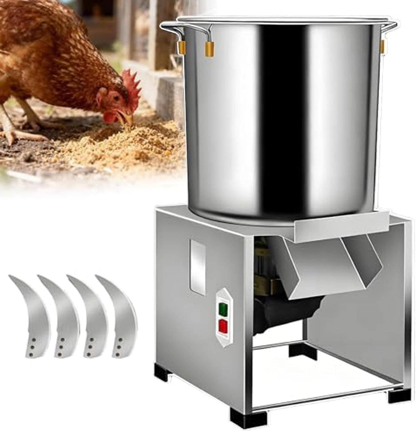 RoyceBee 1800W Electric Vegetable Chopper Commercial Poultry Feed Processor 3500RPM Stainless Steel Heavy Duty for Chicken Duck Pig Farm Animal Feed Processing