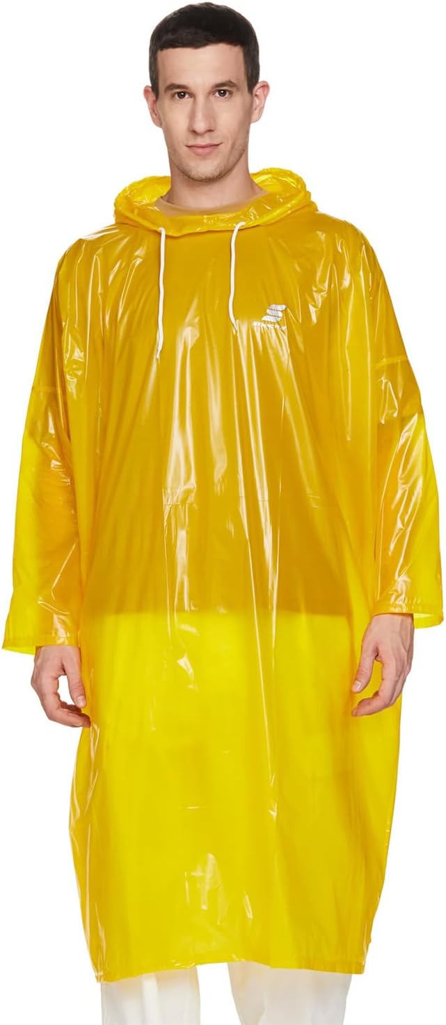 Amazon Brand - SymactiveAmazon Brand - Symactive Pvc Transparent Water-Resistant Reusable Knee-Long Poncho Rainwear/Raincoat|Heat Sealed Pvc Shell|High Neck Hood|Unisex (Free Size, Pack Of 1)