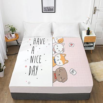 Amazon Wsszlh ベッドシーツ かわいい 猫 格子縞 ストレッチ シングル シーツ ダブル 洗える オールシーズン ベッド マットレス 敷き布団対応 ベッドシーツ マットレスカバー ベッドカバー 吸汗 速乾 抗菌 防臭 160x0x30 Cm ボックスシーツ オンライン通販