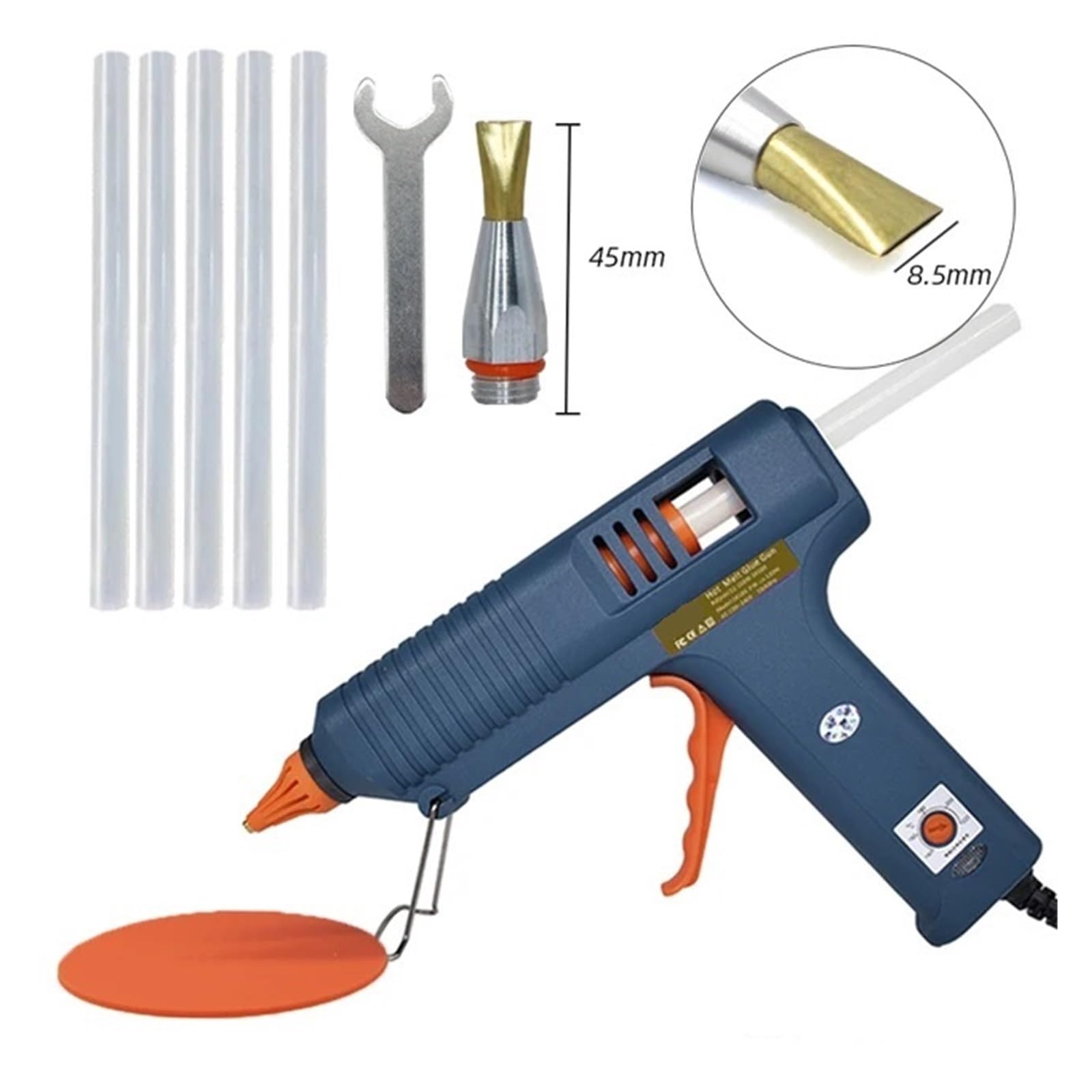 Heißklebepistole, 150 W, einstellbare Temperatur, Klebepistolendüse, 11 mm, Klebesticks, professionelle industrielle Schmelzpistole(Width 8.5mm)