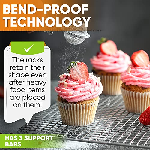 Spring Chef Cooling Rack - Baking Rack - Heavy Duty, 100% Stainless Steel, Oven Safe, 11.8 X 17 Inches Fits Half Sheet Cookie Pan #TOP4