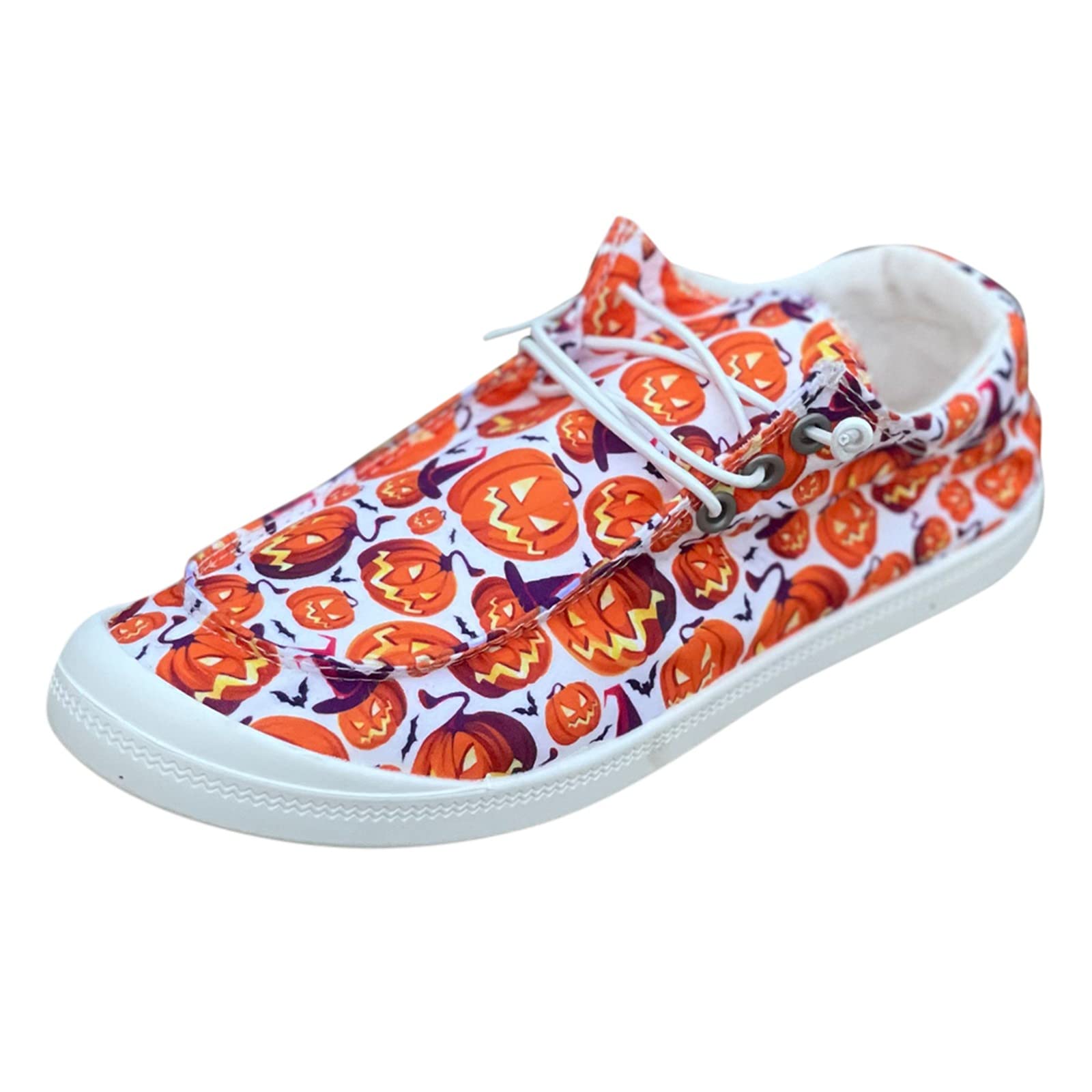 Zapatos para mujer, mocasines para mujer, zapatos de mujer, estampado de Halloween, de lona, planos, suaves, vulcanizados, casuales