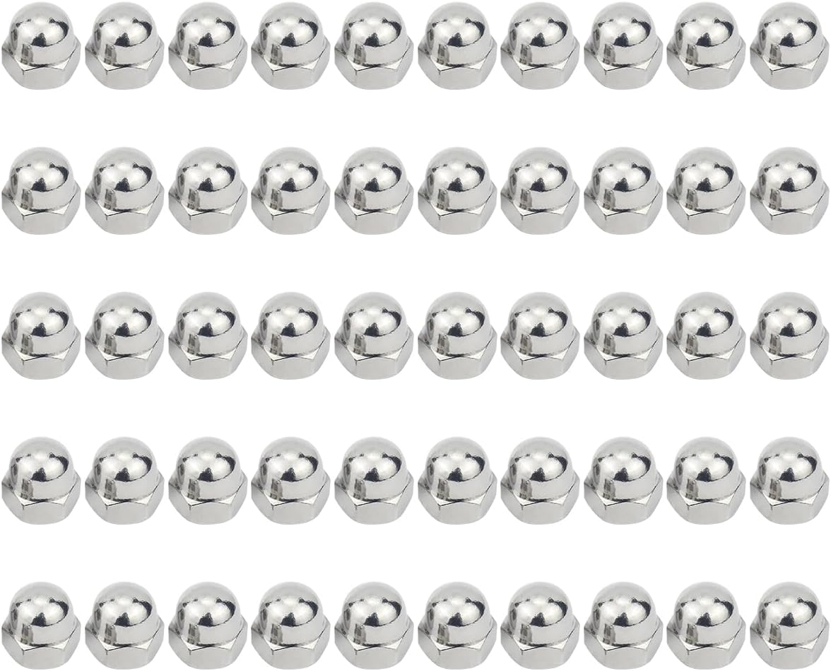ECYC 10 Pcs M10 Silver Hex Acorn Cap Nuts, Stainless Steel Acorn Nut Caps Dome Cap Acorn Nuts for Bolt Cover